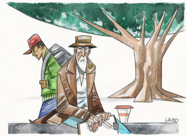 Velho artista na praça